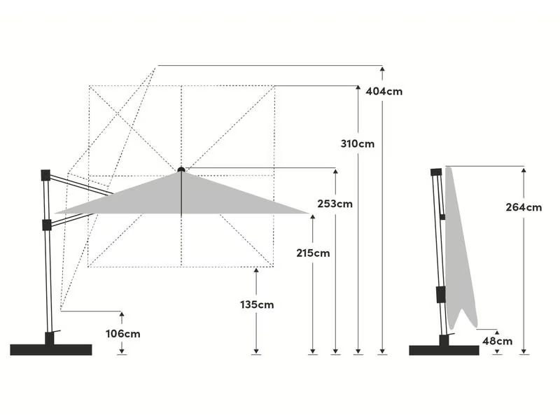 Suncomfort by Glatz Sonnenschirm Varioflex Solar LED, 300 x 300 cm, Hellgrau