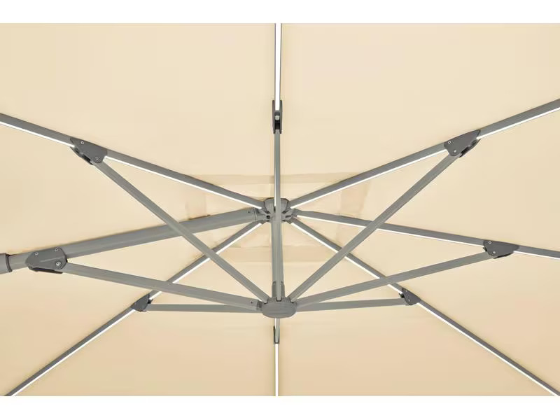 Suncomfort by Glatz Sonnenschirm Varioflex Solar LED, 300 x 300 cm, Hellbeige