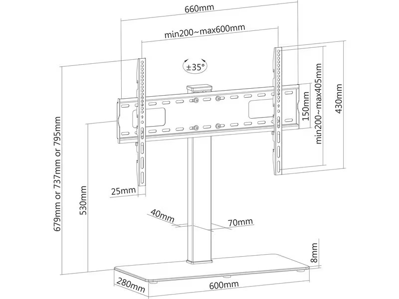 PureMounts Tischständer PM-TVS-30 Schwarz