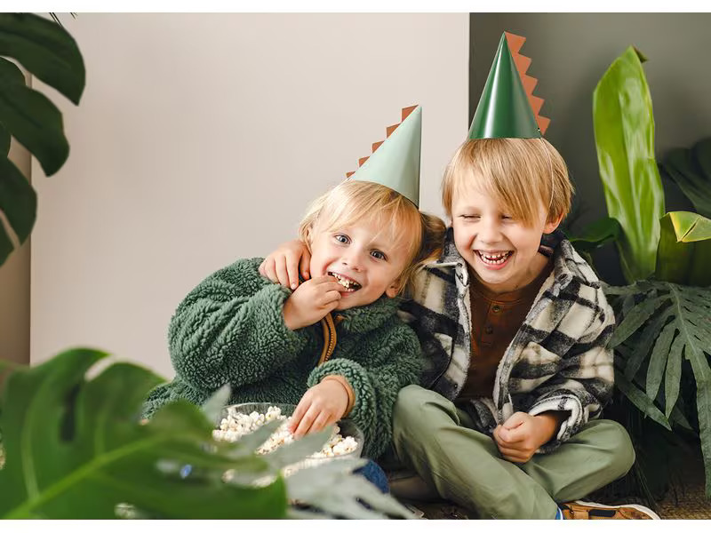 Partydeco Partyhüte Dinosaurier 14 cm, 6 Stück