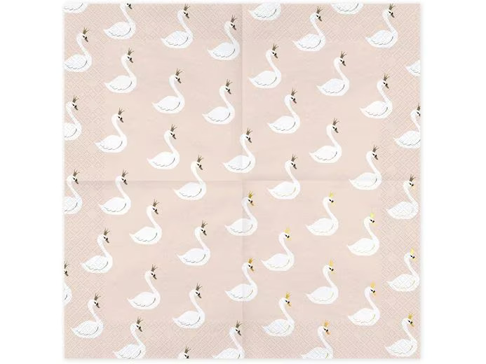 Partydeco Papierservietten Lovely Swan Rosa, 33 x 33 cm, 20 Stück