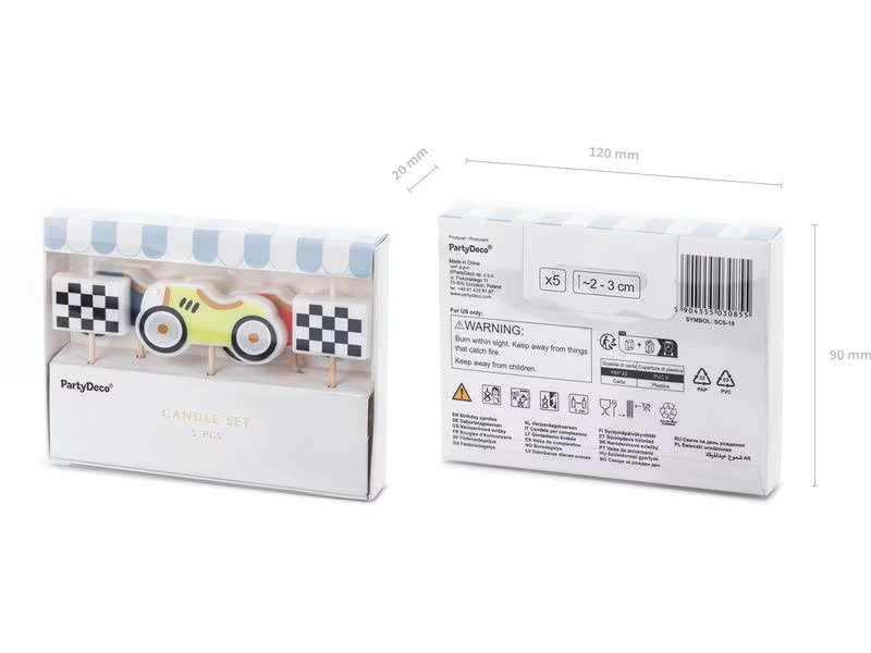 Partydeco Kerze Auto 2-3 cm, Mehrfarbig