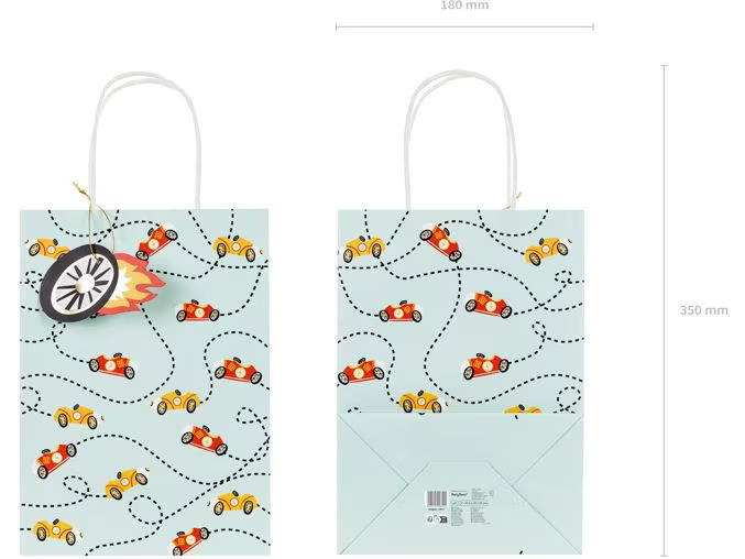 Partydeco Geschenktasche Auto 10,5 x 18 x 25 cm