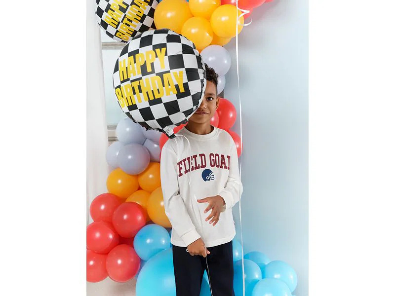 Partydeco Folienballon Auto Schwarz/Weiss, 45 cm