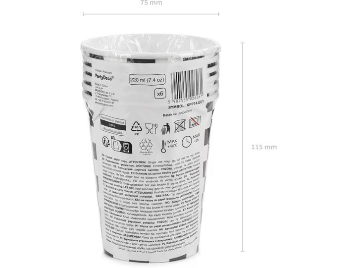 Partydeco Einwegbecher Auto 220 ml, 6 Stück