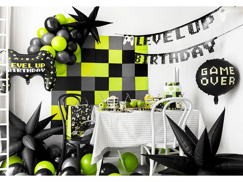 Partydeco Folienballon Game Schwarz, 45 cm