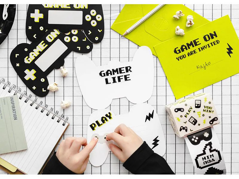 Partydeco Einladungskarte Game Controller mix, 6 Stück