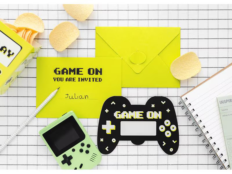 Partydeco Einladungskarte Game Controller mix, 6 Stück