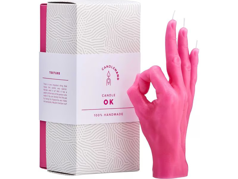 Mandatus Kerze OK Candle Hand, Pink