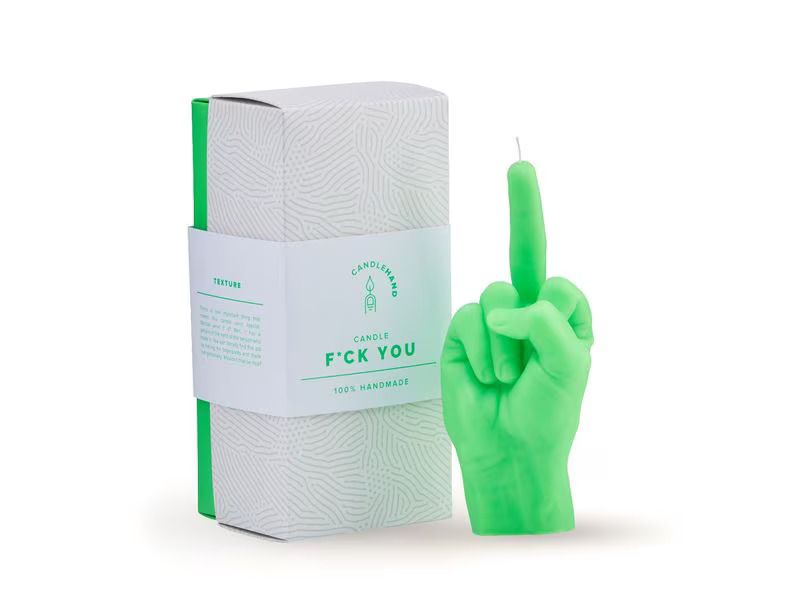 Mandatus Kerze F*ck you Candle Hand, Neongrün
