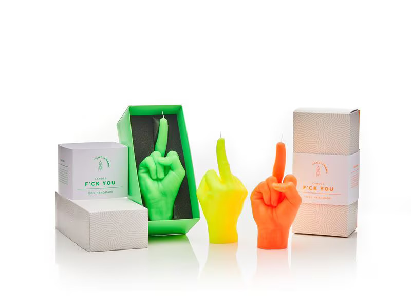 Mandatus Kerze F*ck you Candle Hand, Neongrün