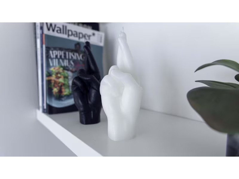 Mandatus Kerze Crossed Fingers Candle Hand, Weiss