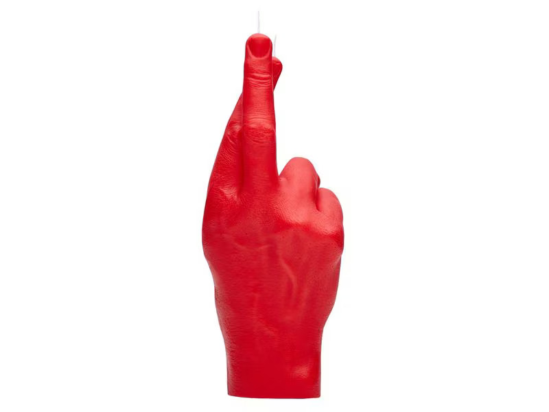 Mandatus Kerze Crossed Fingers Candle Hand, Rot