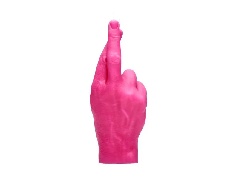 Mandatus Kerze Crossed Fingers Candle Hand, Pink