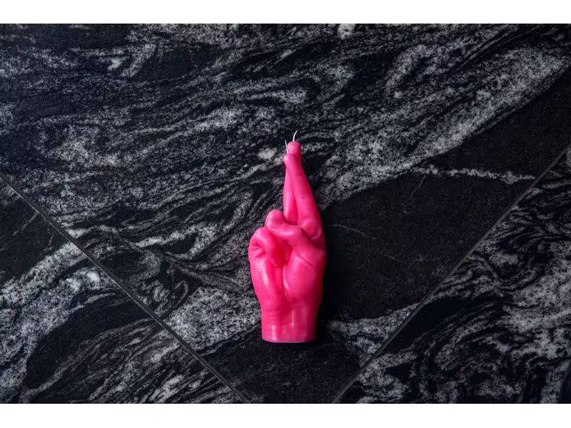 Mandatus Kerze Crossed Fingers Candle Hand, Pink