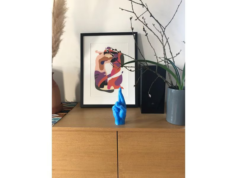 Mandatus Kerze Crossed Fingers Candle Hand, Blau