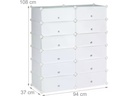 relaxdays Schuhschrank mit 12 Fächern Silber/Transparent/Weiss