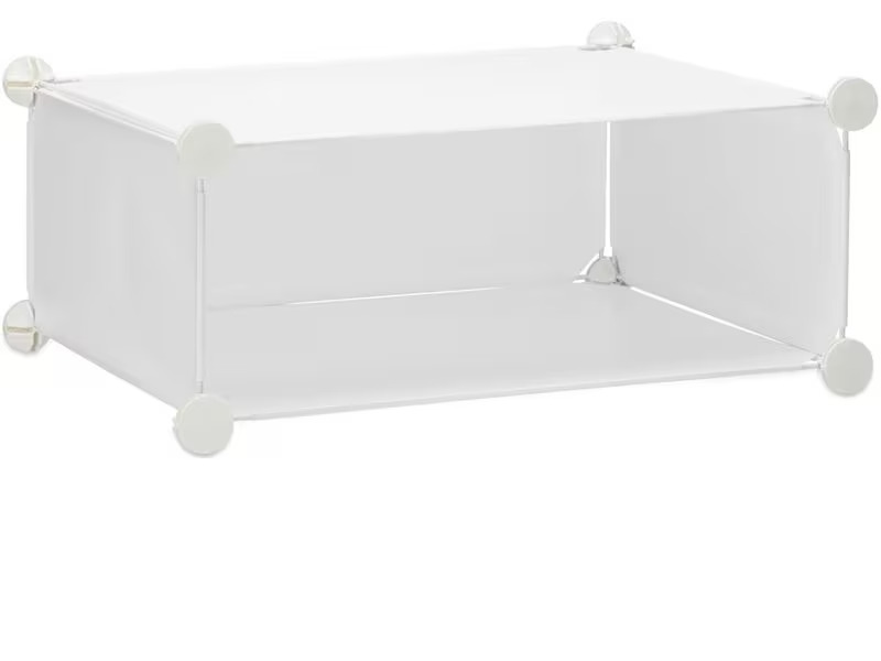 relaxdays Schuhschrank mit 12 Fächern Silber/Transparent/Weiss