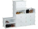 relaxdays Schuhschrank mit 12 Fächern Silber/Transparent/Weiss