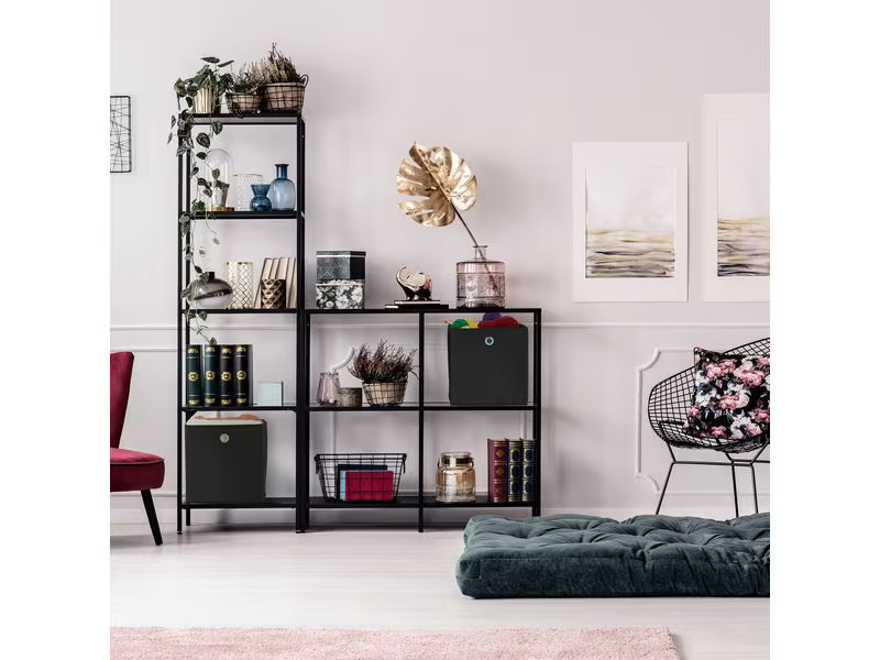 relaxdays Aufbewahrungsbox 4er Set Schwarz