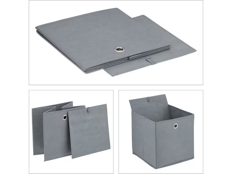 relaxdays Aufbewahrungsbox 4er Set Grau