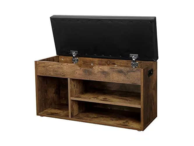 VASAGLE Truhe mit 3 Fächer 80 x 30 x 44 cm, Braun
