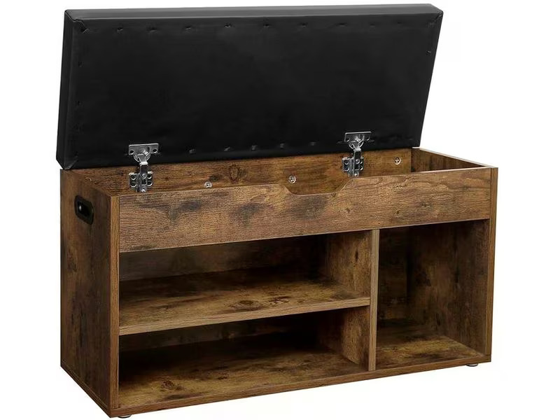 VASAGLE Truhe mit 3 Fächer 80 x 30 x 44 cm, Braun