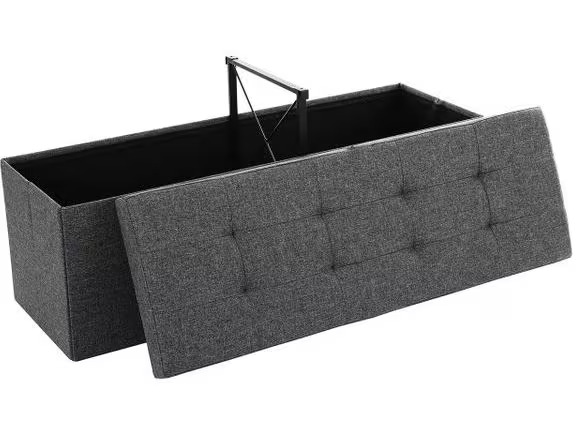 Songmics Truhe mit Klappdeckel 110 x 38 x 38 cm, Dunkelgrau