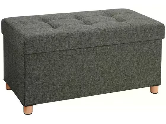 Songmics Truhe mit Deckel 76 x 38 x 40 cm, Dunkelgrau
