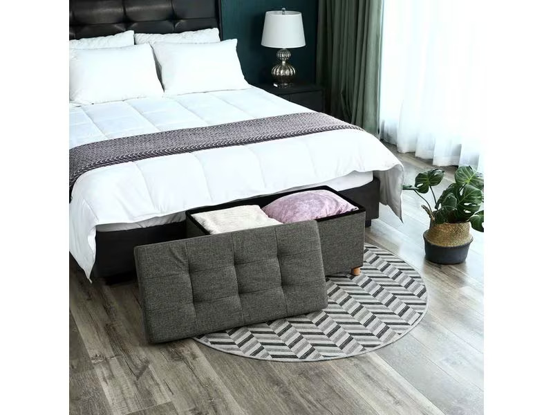 Songmics Truhe mit Deckel 76 x 38 x 40 cm, Dunkelgrau