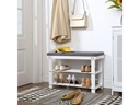 Songmics Schuhregal mit Bank aus Bambus, Grau/Weiss