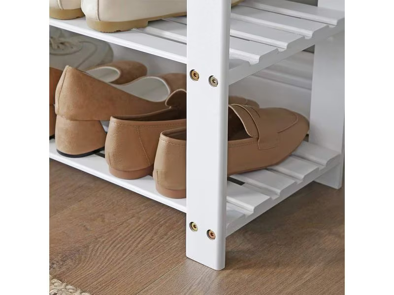 Songmics Schuhregal mit Bank aus Bambus, Grau/Weiss