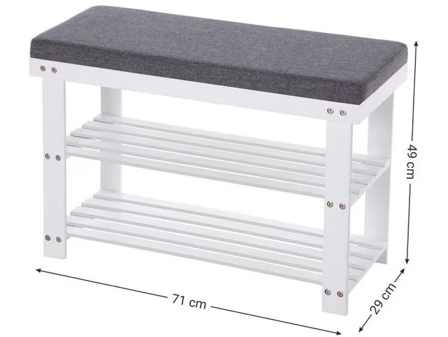 Songmics Schuhregal mit Bank aus Bambus, Grau/Weiss