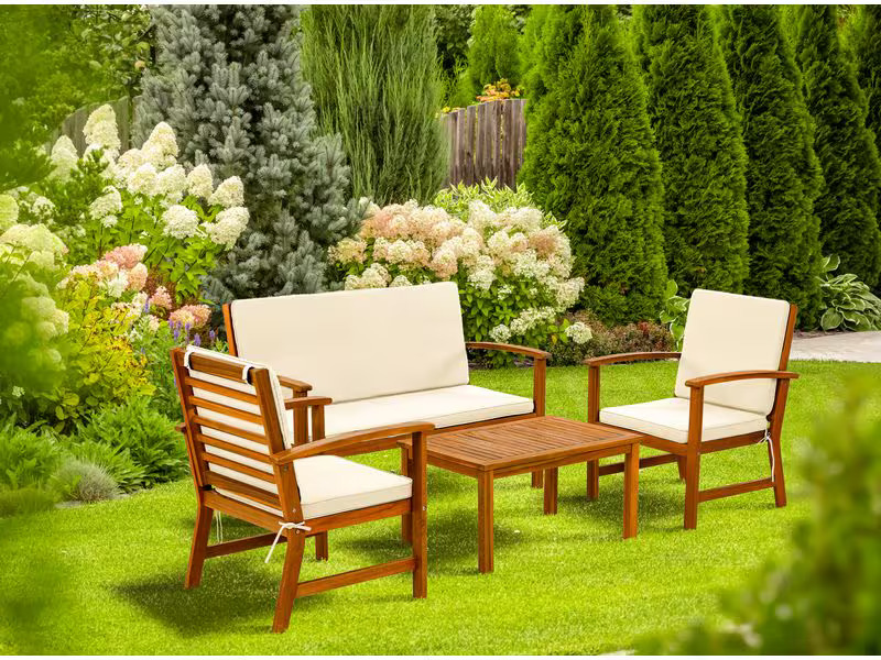 COCON Loungeset Lausanne, Braun/Weiss, 4 Sitzplätze