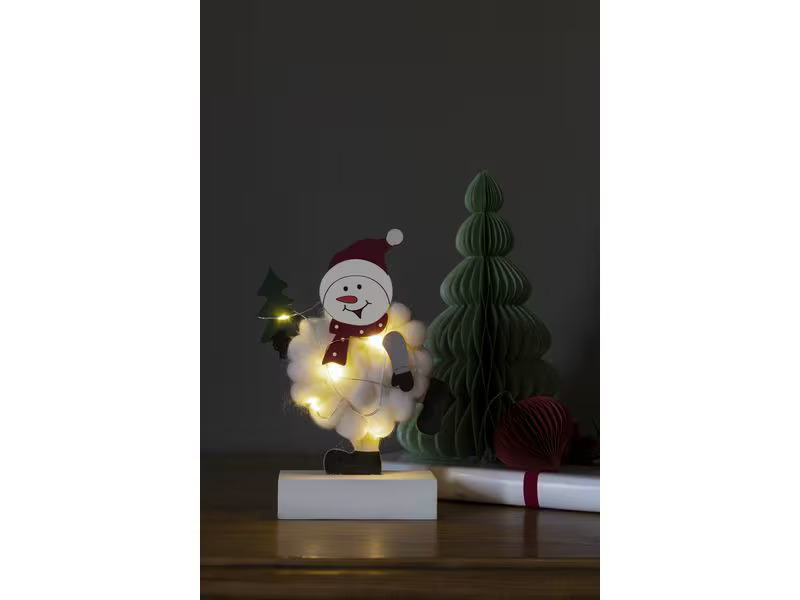 Konstsmide LED-Figur Schneemann, Holz &amp; Baumwolle, 6 LED