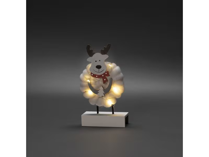 Konstsmide LED-Figur Elch, Holz &amp; Baumwolle, 6 LED