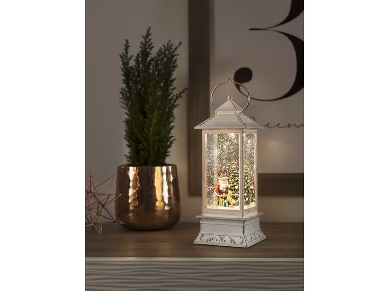 Konstsmide LED Laterne Weihnachtsmann mit Hund, 10.5 x 10.5 x 27.5 cm
