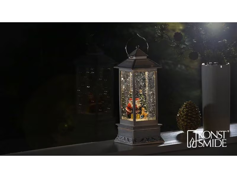 Konstsmide LED Laterne Weihnachtsmann mit Hund, 10.5 x 10.5 x 27.5 cm