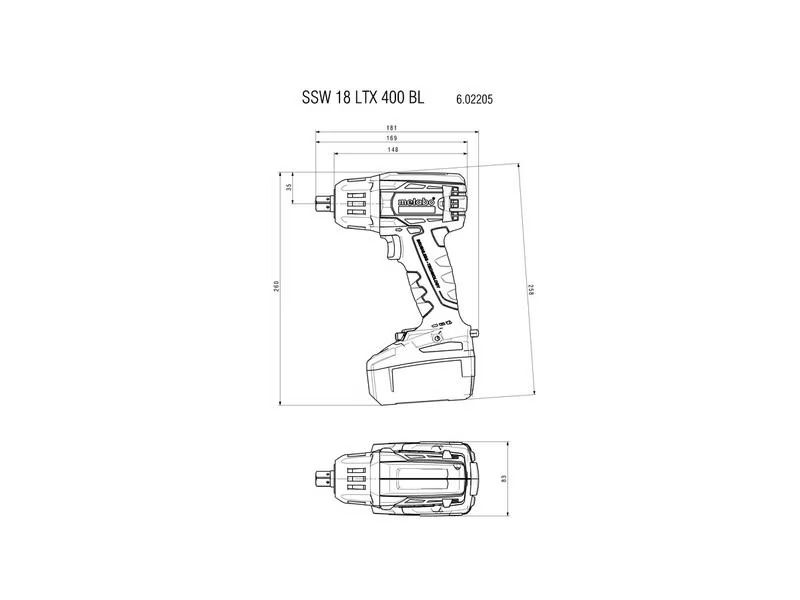 Metabo Akku-Schlagbohrschrauber SSW18 lTX-400BL 18 V, Solo