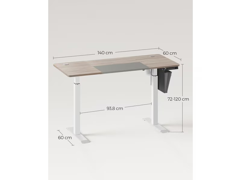 Songmics Tischgestell mit Platte 140 x 60 cm, höhenverstellbar