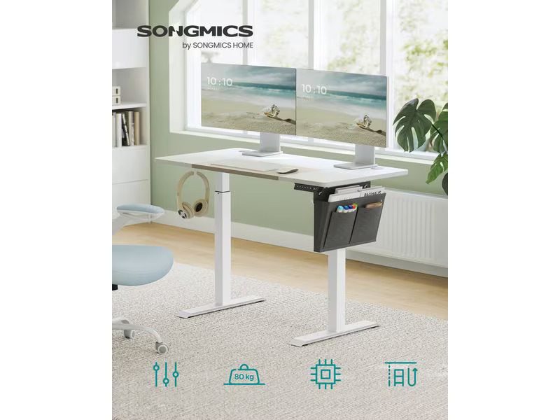 Songmics Tischgestell mit Platte 120 x 60 cm, höhenverstellbar