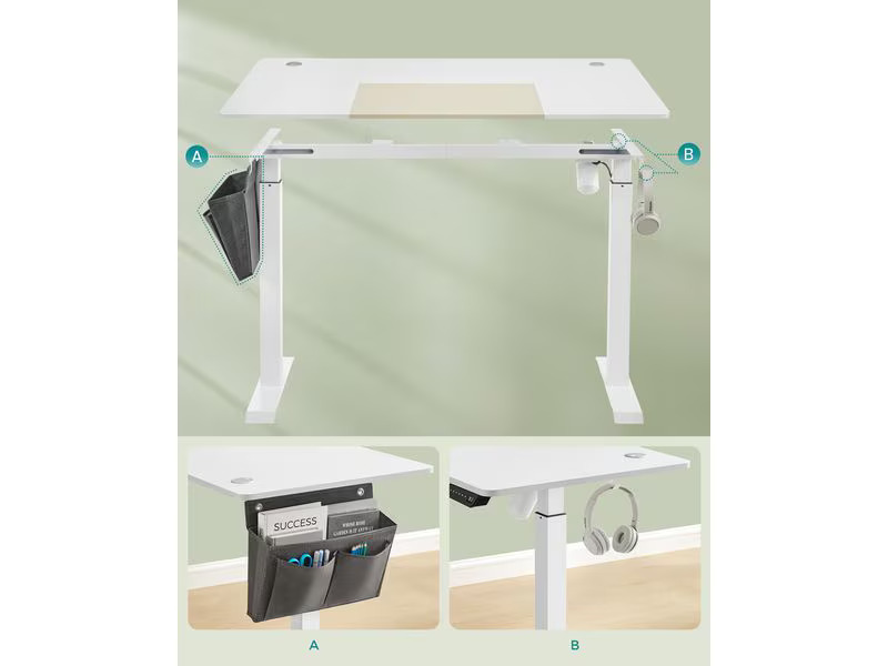 Songmics Tischgestell mit Platte 120 x 60 cm, höhenverstellbar