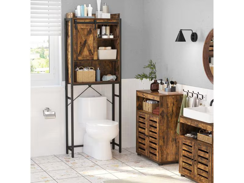 VASAGLE mit Schrank 64 x 24 x 171 cm, Braun/Schwarz