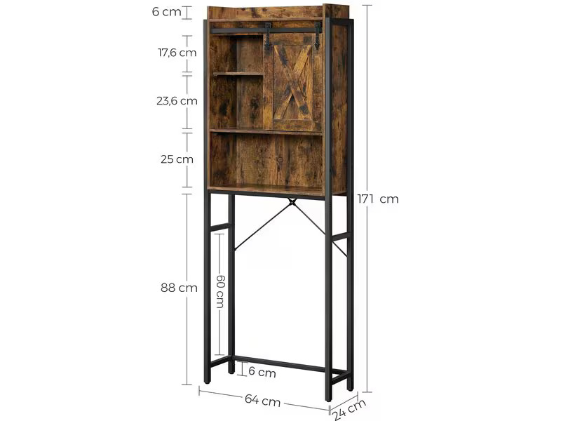 VASAGLE mit Schrank 64 x 24 x 171 cm, Braun/Schwarz