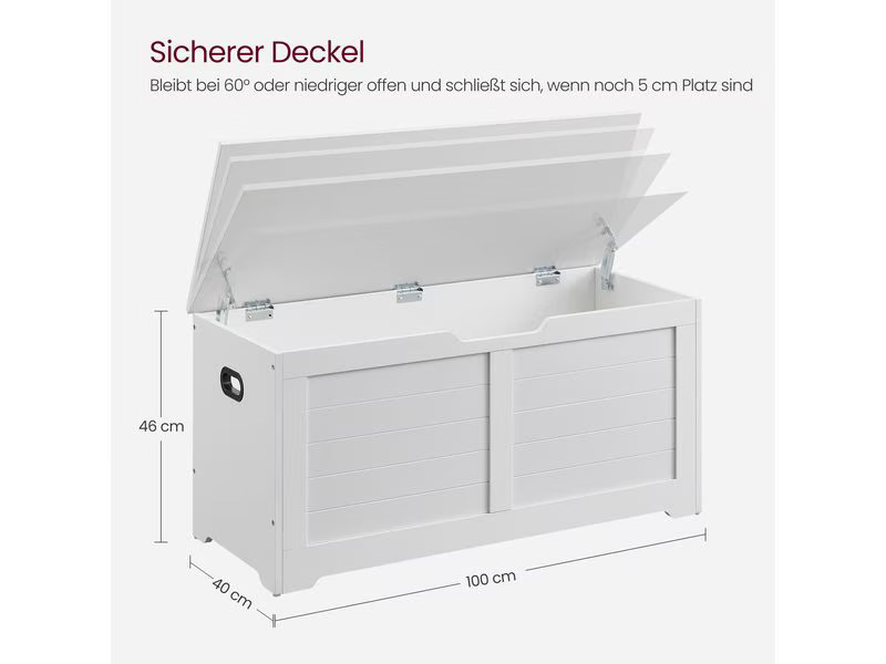 VASAGLE Sitztruhe im Landhausstil 100 x 40 x 46 cm, Weiss matt