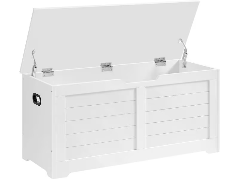 VASAGLE Sitztruhe im Landhausstil 100 x 40 x 46 cm, Weiss matt