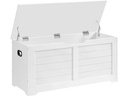 VASAGLE Sitztruhe im Landhausstil 100 x 40 x 46 cm, Weiss matt