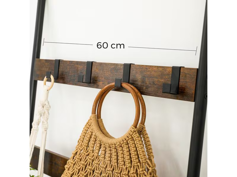 VASAGLE Leiter mit 5 Sprossen 65 x 178 cm, Braun/Schwarz