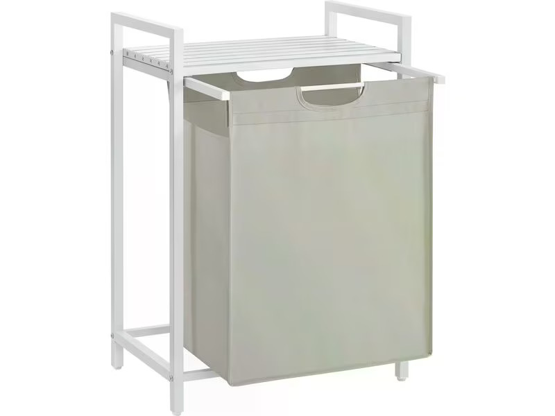 VASAGLE Wäschekorb  mit Ablage 65 l, Weiss