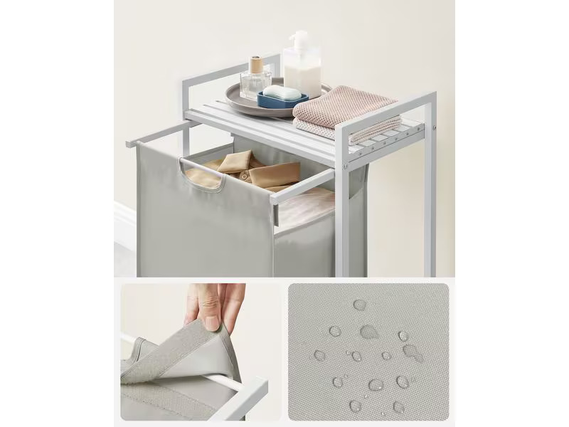 VASAGLE Wäschekorb  mit Ablage 65 l, Weiss